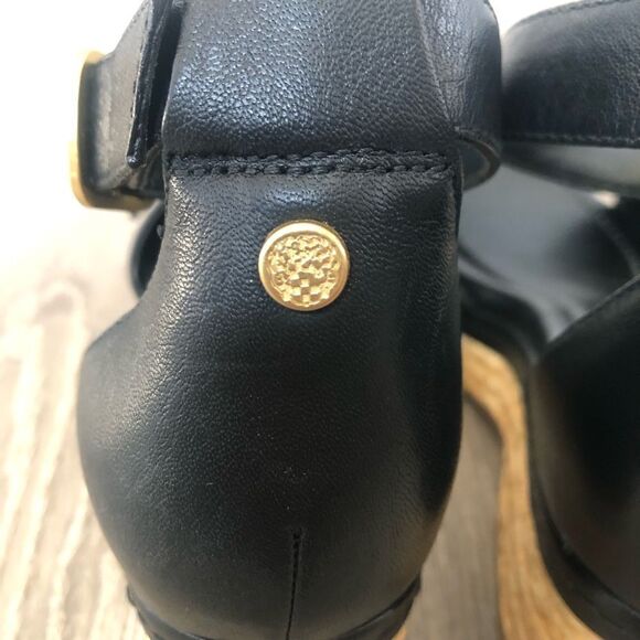 Vince Camuto Meterry Womens Adjustable Wedge Sandals Black Leather Upper Size 7M - Picture 5 of 13